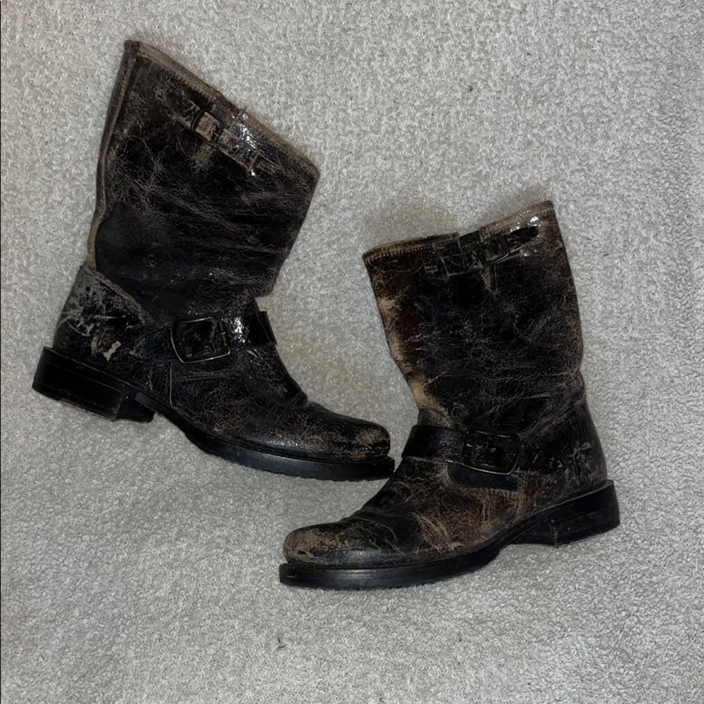 Frye Black Leather Mid-Calf Boots